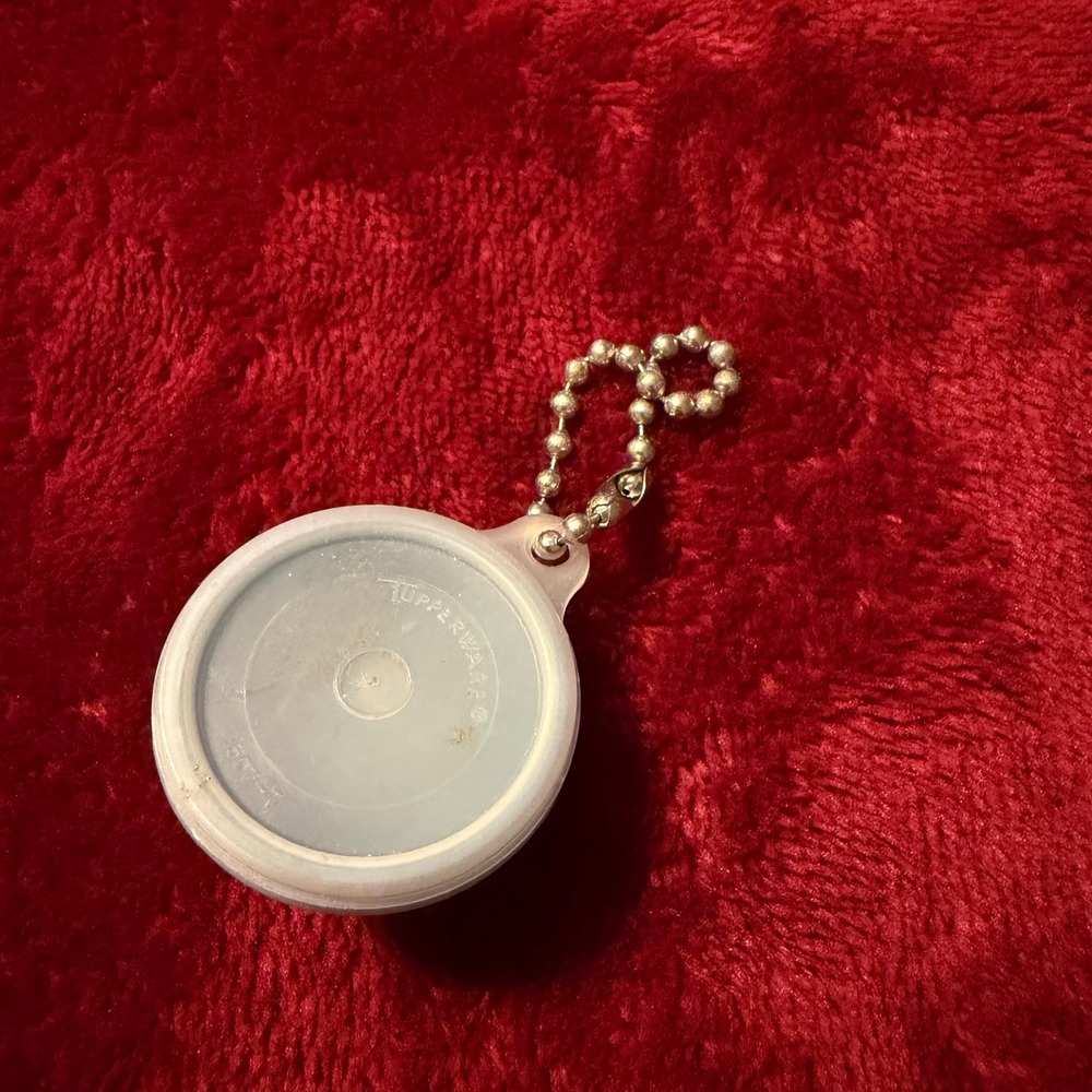 Vintage Tupperware Keychain Blue Miniature Bowl Silver Ball Chain